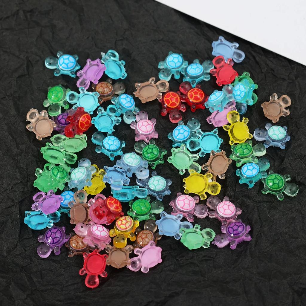 500Pcs Cartoon 3D Luminous Turtle DIY Night Glow Miniature Figurines Dopamine Colored Mini Resin Animals Fairy Garden Decoration