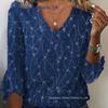 European and American Style V-Neck Knit Top with 3D Plant Pattern and Trumpet Sleeves