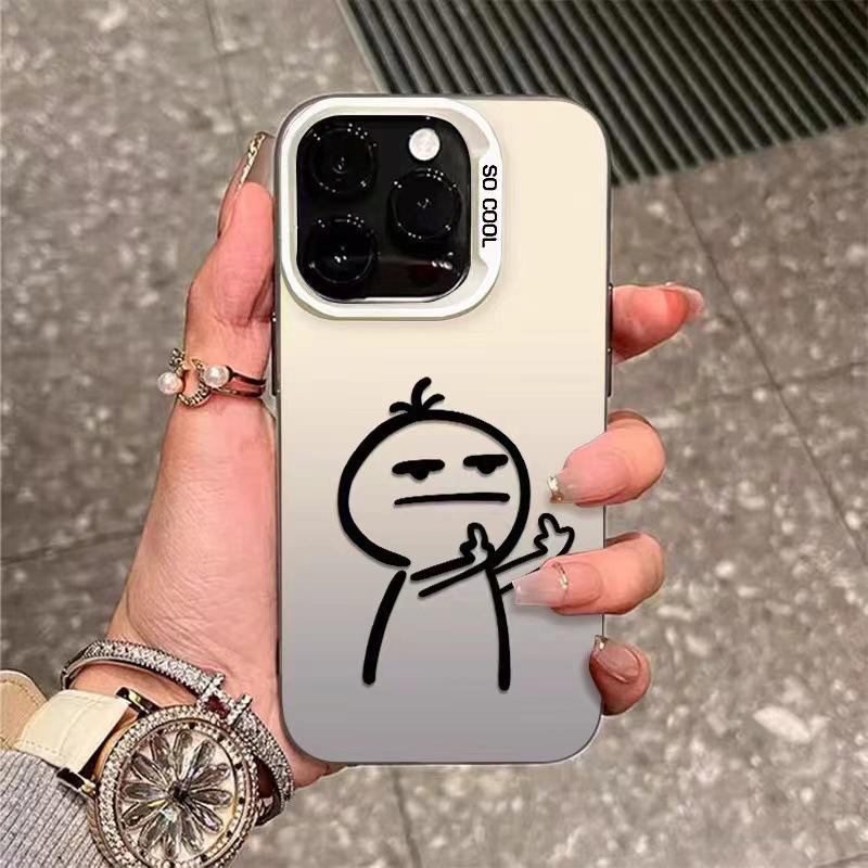 Silver Personalized Middle Finger for Apple 11-16e, Creative Case for 14/13/12, Fits XR Small.