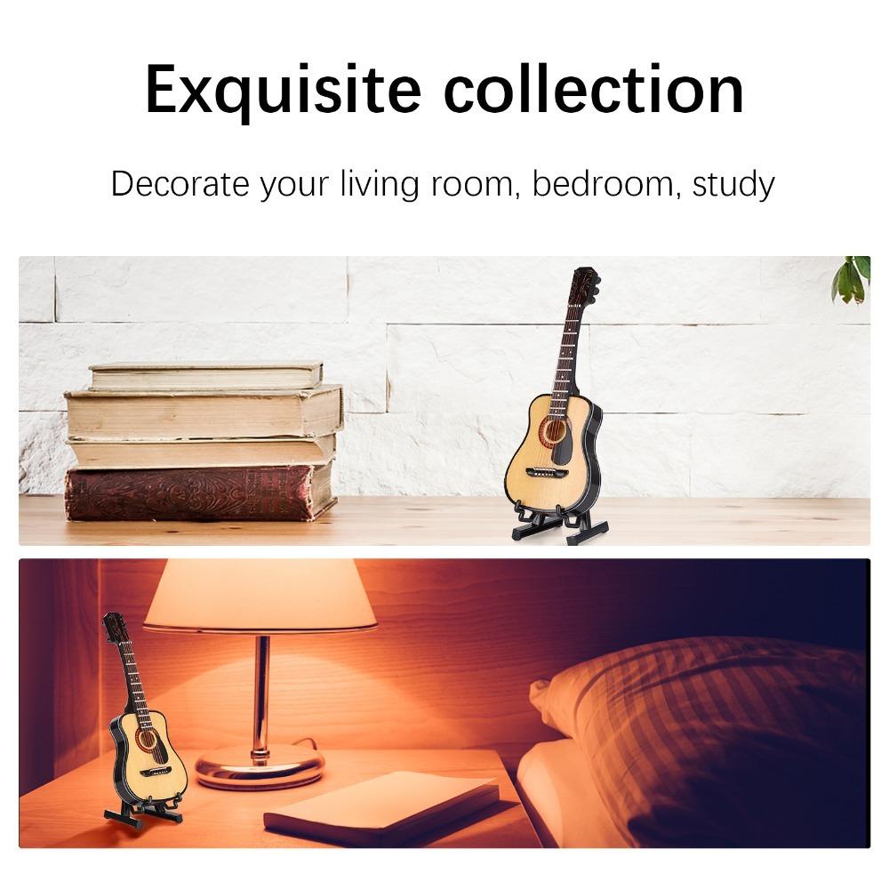 3pcs With Stand And Case Miniature Guitar Model 15cm Size Acoustic Guitar Ornament  Birthday Gift