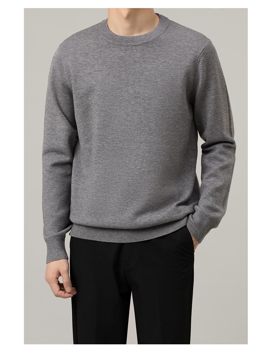 

Men s High-End Slim Fit Solid Color Sweater - Round Neck, Warm, Casual, Autumn/Winter Fashion M