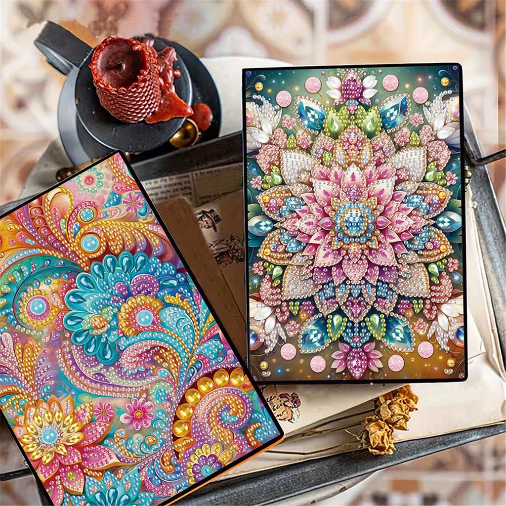 2pcs Partial DIY 50 Pages A5 Diamond Painting Notebook Special Shaped Diamond Art Diary Book Kits for Adults Beginner