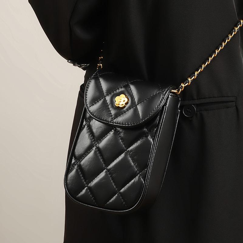 Tasche Neu Vielseitig Umhängetasche Premium Leichter Luxus Kette Handy Mini-Tasche Leder Damen-Tasche Gepäck