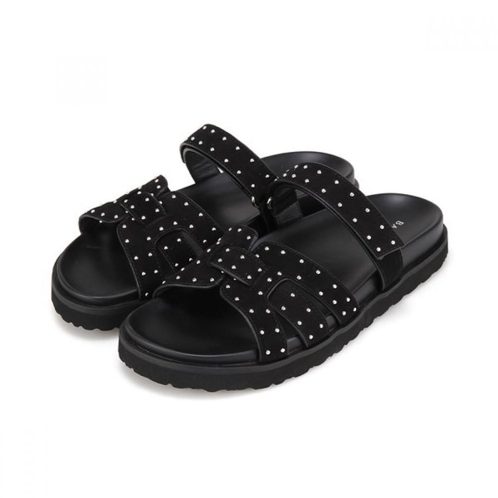 Barbara Women Cow Leather Nubuck Velcro Sandals 3cm Bbj323 225/01.black
