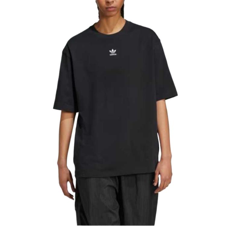 Adidas Essentials Loose Cotton Crew Neck Short Sleeve T-Shirt Women Tops Black IY7321