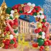 Christmas Green Red Balloons Garland White Gold Confetti Balloon Arch Kit Christmas Candy Cane Star Foil Globos Home Party Decor