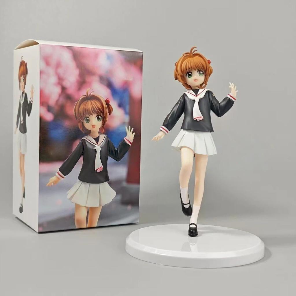 Cardcaptor Sakura Anime Figurines Sakura Kinomoto Tomoyo Daidouji School Uniform Standing 16Cm Collectible Model For Anime Fans