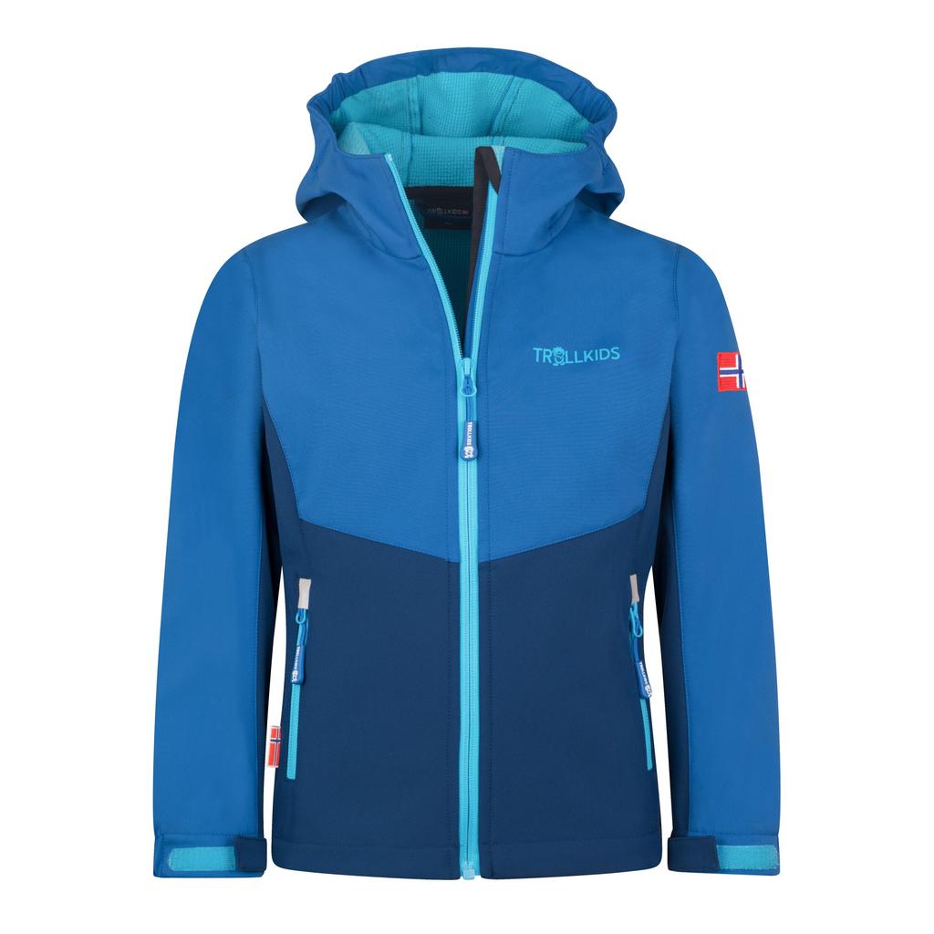 Trollkids Kristiansand Softshell Jacket Alpine Blue/dark Indigo/pool Blue (320-144)