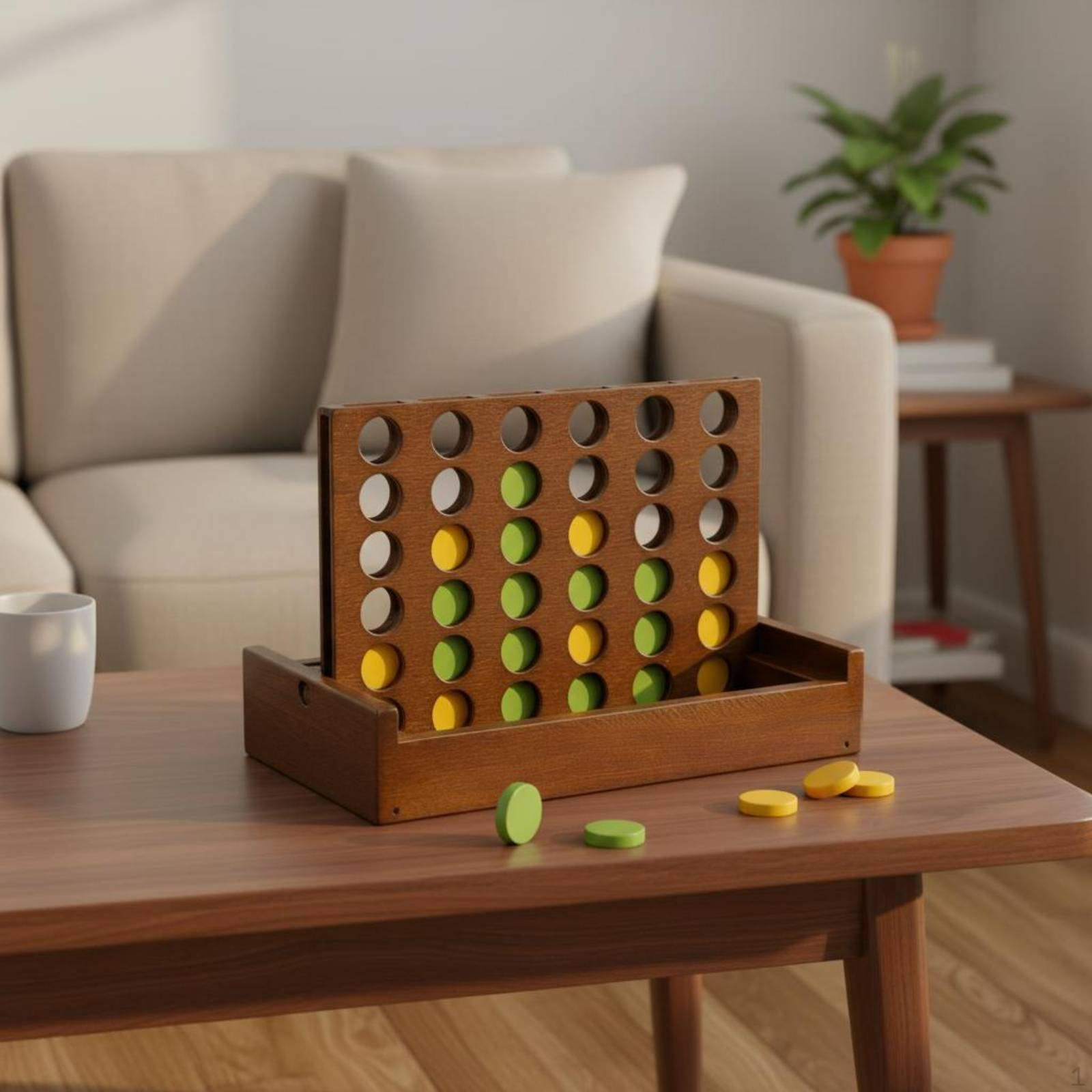 Four in a Row Game Educational Wooden Strategic Training for Kids, Preschoolers,