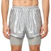 Herren Zweilagige Badeshorts Kordelzug Elastischer Bund Wasserdicht Fitness Schwimmen Sportshorts