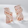 Rose Gold Color Ethnic Bride Drop Earrings For Women Unique Geometry Natural Zircon Accessories Daily Fine Jewelry