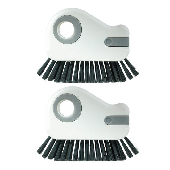 2Pcs 2-in-1 Window Track Cleaning Brush with Hard Bristles Ergonomic Handle Gap Brush Scraper Groove Cleaner Tool