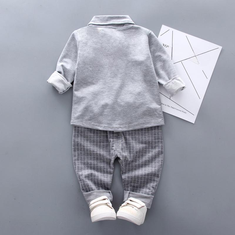 Kinder Langarm Anzug 2-teiliges Set 0-5 Jahre Baby Junge Revershemd mit Krawatte
