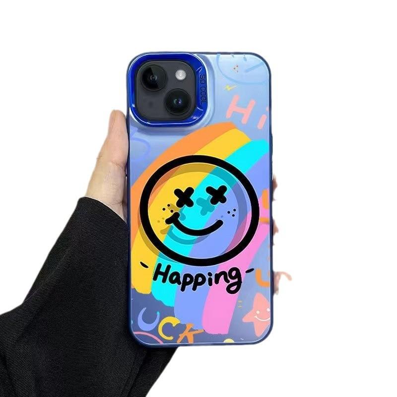 Rainbow smiley face applies to Apple 15Promax mobile phone case iPhone16Pro new 17Air creative 14 personality
