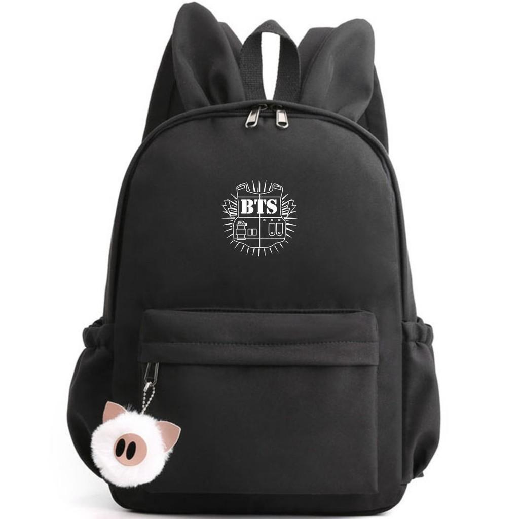 Bunny Kpop Bts Rabbit Ears Backpack Girls School Bags V With Piggy Pendant Plush