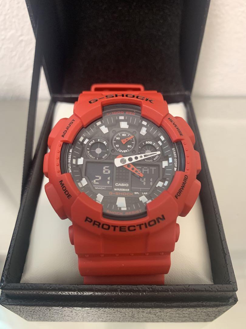 

[USED] Official Japanese Casio G-Shock Men s Watch GA-100B-4AJF Red
