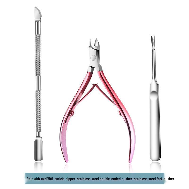 Stainless Steel Manicure Set: 3-Piece Dead Skin Scissors, Double-Headed Pusher, and Nail Clipper