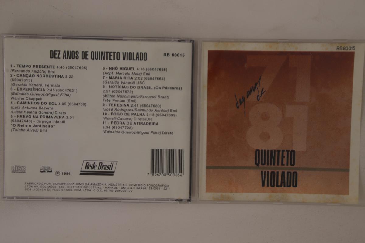 

CD QUINTETO VIOLADO - Dez Anos De 71 A 81 RB80015 REDE BRASIL 1994 Brazil Latin Used