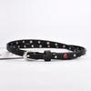 Women's Versatile Belt Rivets with Jeans Dress Decorative Belt Punk Pin Buckle Diamond-set Leather Belt for Girls