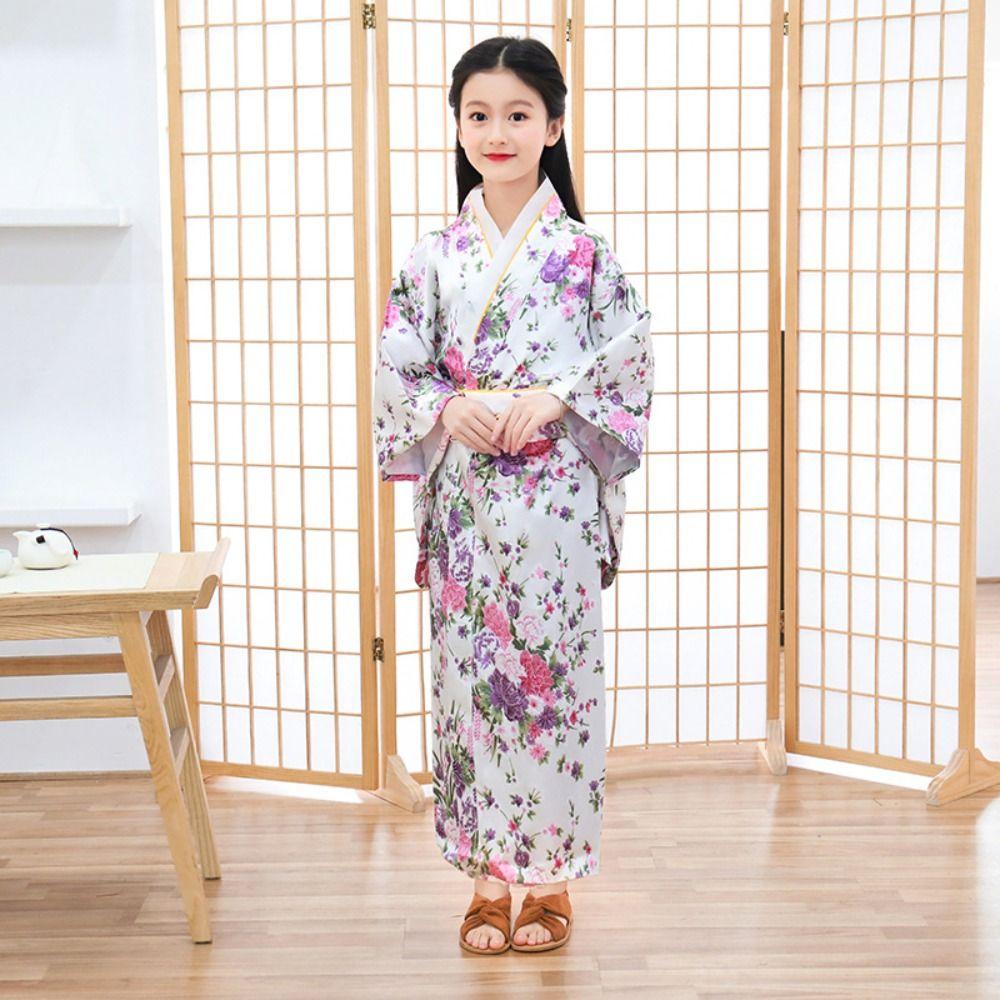 Elegance Kids Traditional Japanese Kimono Kids Japanese Style Yukata Bathrobe  Cosplay Costume