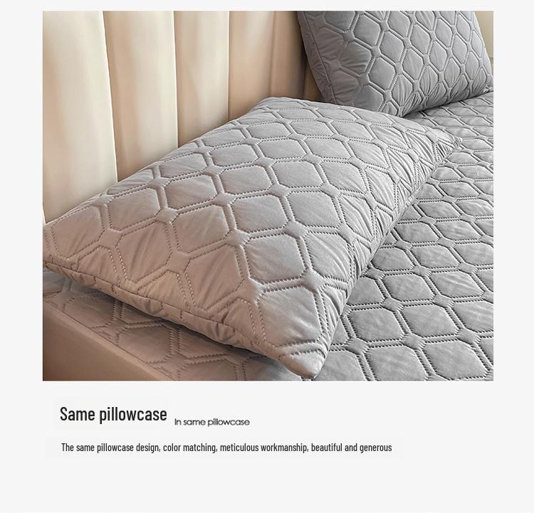 Solid Color Quilted Waterproof Bed Sheet - Thick Brushed Simmons Protective Cover for Home Use