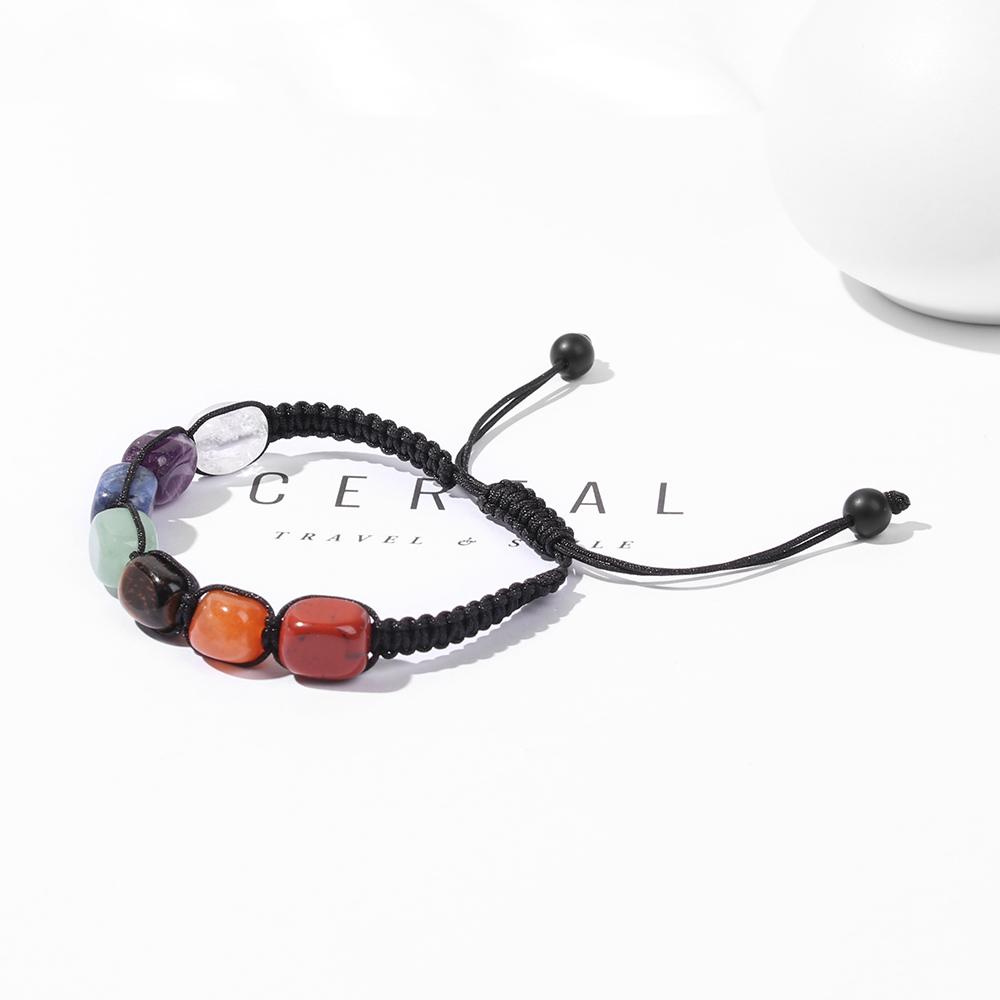 Spiritual Natural Mineral Beads Reiki Healing Crystals Braided Bracelet 7 Chakra Bracelets