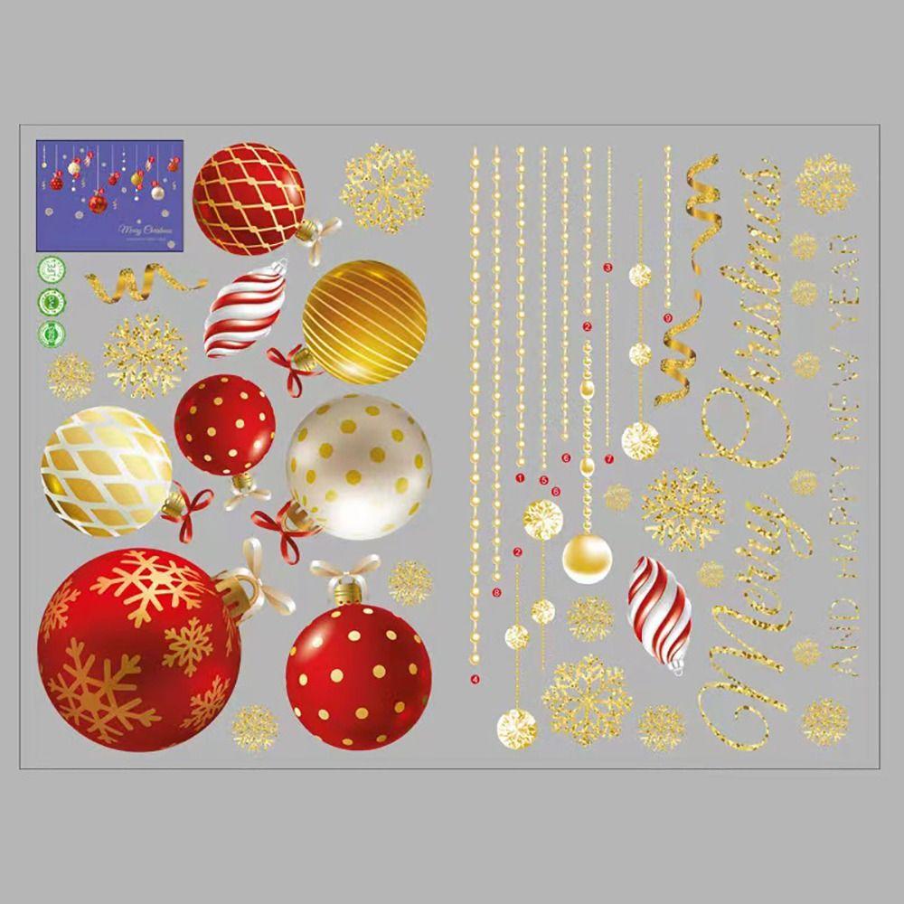 Waterproof Christmas Window Sticker Christmas Balls Holiday Window Decor  Glass Doors