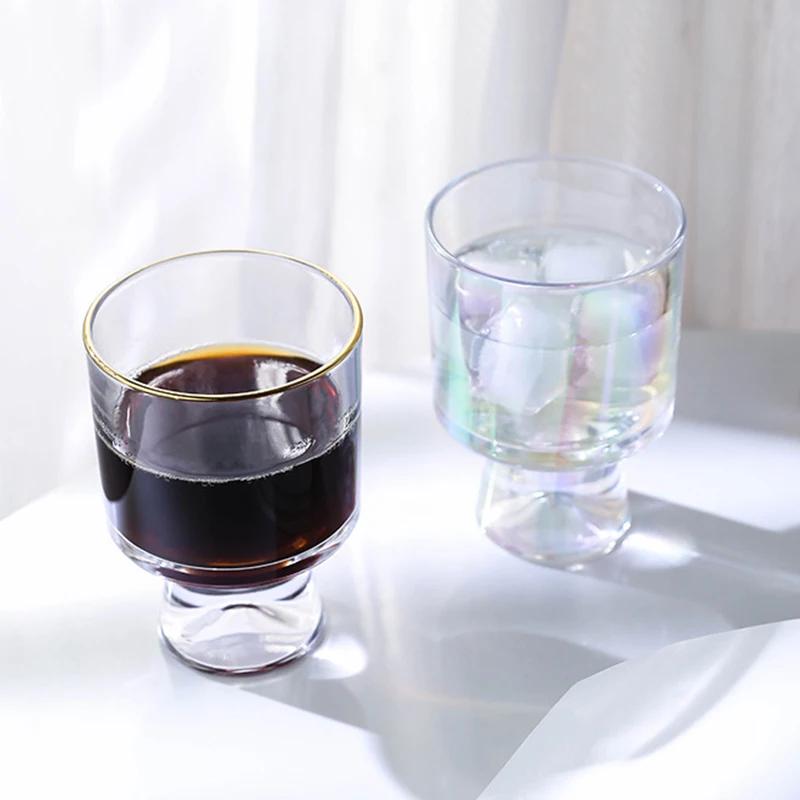 Creative High Footed Glass Cups Exquisite Ice Cream Yogurt Glass Cup Household Breakfast Oat Milk Cup