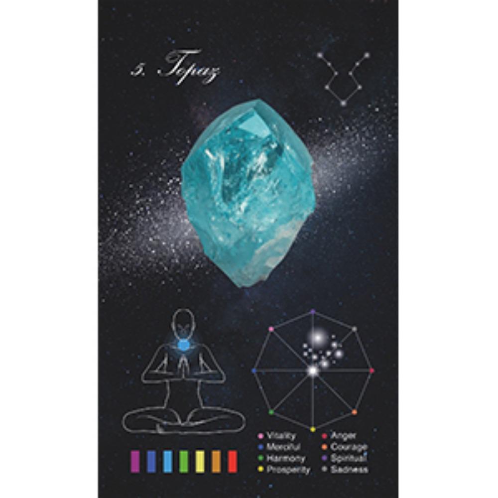 12x7cm Crystals Healing Cards, Oracle Deck Games Electronic Guidebook 60 Pcs Cards (48 Crystal Cards & 12 Zodiac Cards)