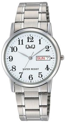 Citizen Analog Datum Wochentag Metall Weiß Q&Q Herrenuhr, Wasserdicht, Anzeige, Anzeige, Armband, A206-204,