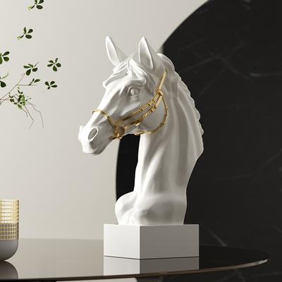 Moderne minimalistische Pferdekopf-Statue, Abstrakte Linienkunst Nordisches Design Harzskulptur, Zeitgenössische Schreibtisch-Regal-Dekoration