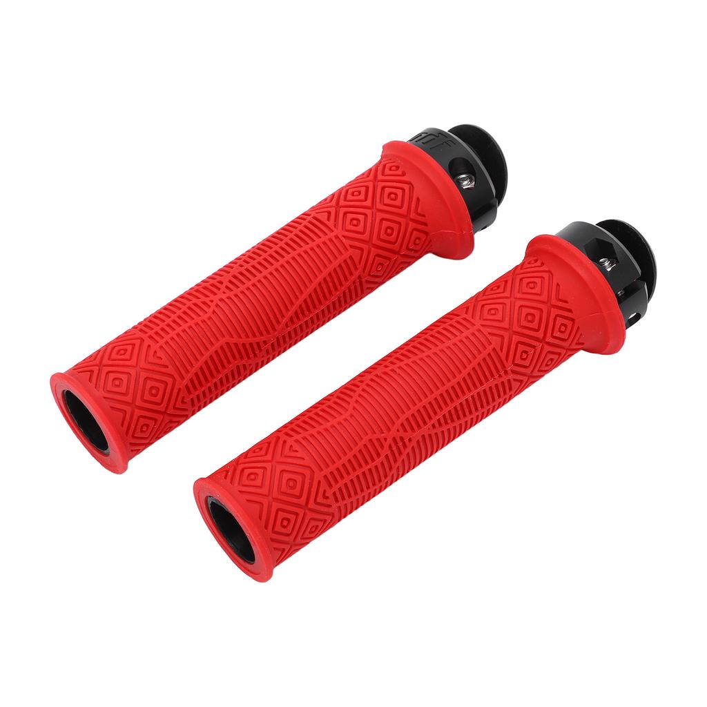 2Pcs Bike Handle Grip Rubber Anti Slip Wear Resistant Ergonomic Hollow Design Bike Handlebar Grips Cover Red