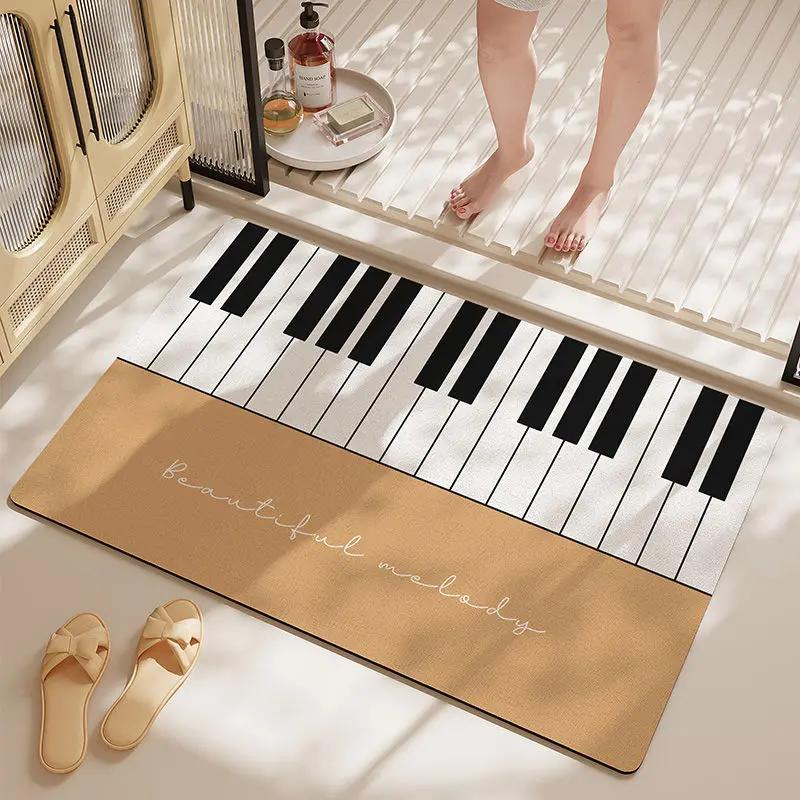 Light Luxury Piano Floor Mat Music Style Door Mat Foyer Entrance Quick Drying Anti Slip Foot Mat Bathroom Accessories Home Decor