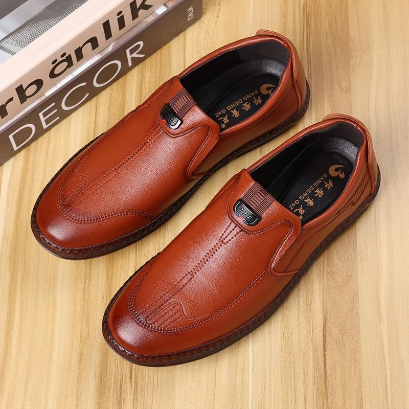 Herrenschuhe Trend Herbst neu Rindsehne weiche Sohle rutschfeste Schuhe Herren Britischer Stil vielseitig Fuß lässige Lederschuhe Herren