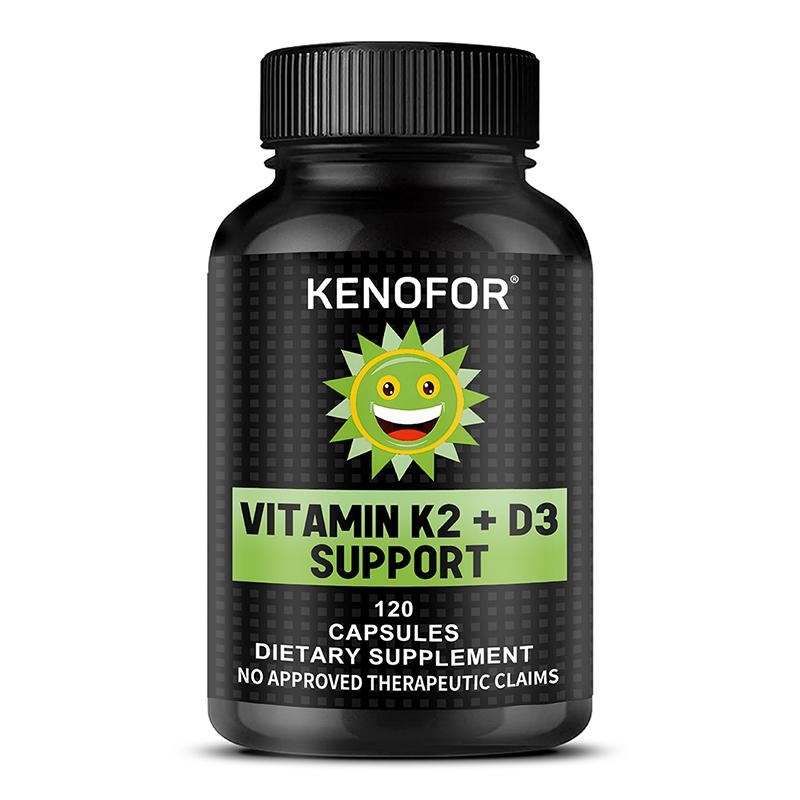 Vitamin K2 + D3 Dietary Supplement, With Calcium, Iron, 120 Capsules Per Bottle 120 Capsules