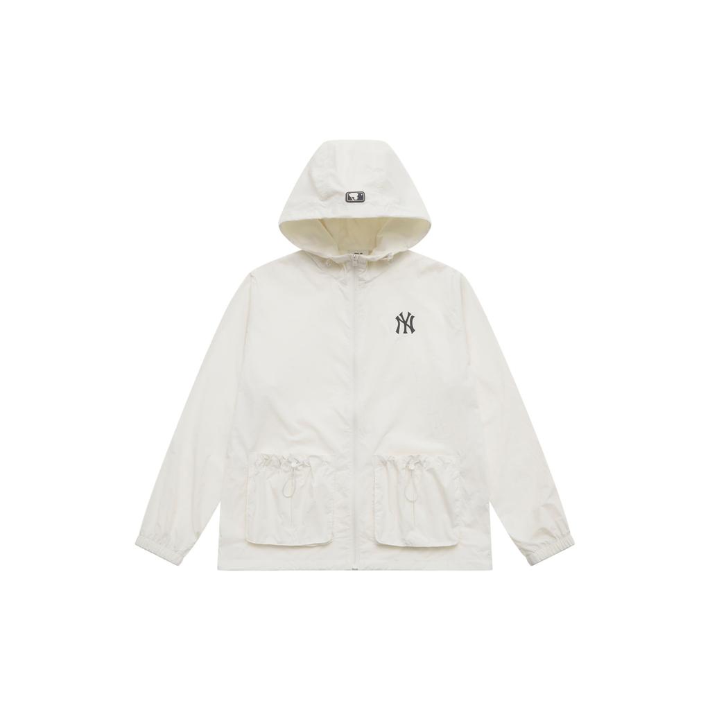 New MLB New York Yankees Basic Collection SS25 Windproof Jacket Unisex Ivory 3AWJB0453-50IVS