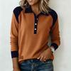 Casual Dames Blouse met Lange Mouwen en Kleurblokken voor Dagelijks Gebruik