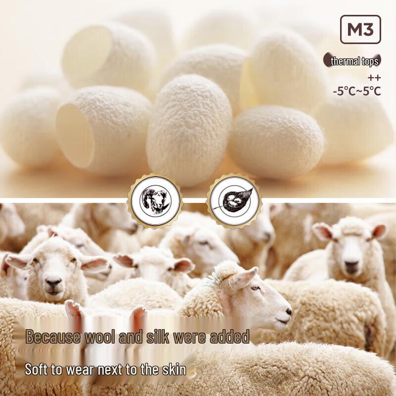 MIIOW Men's Thickened Wool & Silk Blend Thermal Base Layer Top