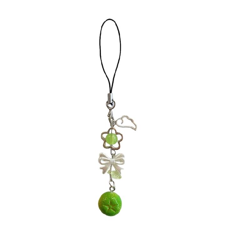 

Orange Bowknot Flower Key Ring Decoration Handmade Fruit Pendant Keychain Fashionable Mobile Chain Handbag Accessory 1 жёлтый/синий