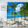 Starfish Beach Bath Shower Curtain Shells Rustic Wooden Planks Palm Trees Natural Landscape Printed Bath Curtains Bathroom Decor