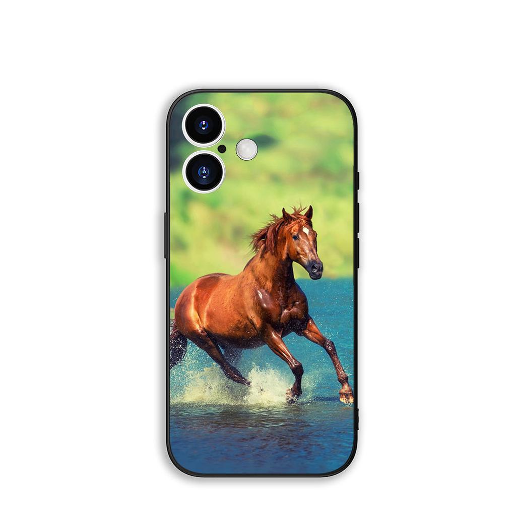 Cover Running Wild Horse Black for Motorola Moto G04 G13 G14 G22 G23 G20 G32 G34 G35 G64 G82 G84 G53 G60 G72 E14 E15 E13 Case