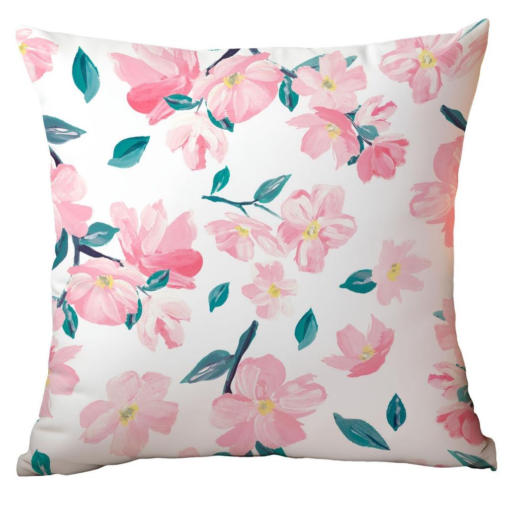 Chinesischer Stil Blumen und Grüne Blätter Kissenbezug Blumen und Blätter Sofa Kissen Sitzkissenbezug Premium Langlebig