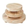 1set 3pcs Wooden Round Display Base for Bathroom Shower Gel Shampoo Holder BurlyWood 199x47mm