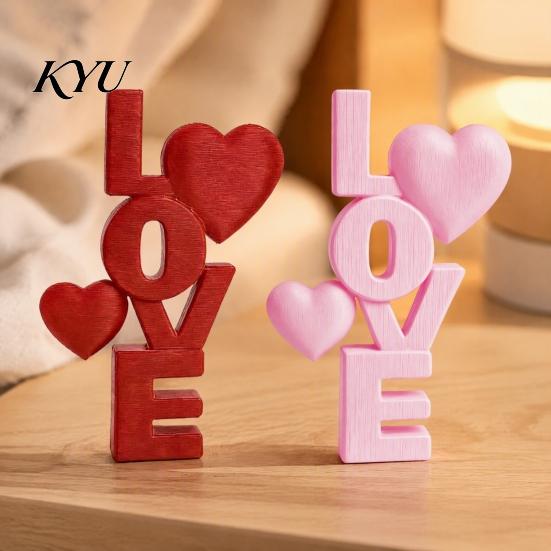 Romantische Schlafzimmer-Nachttisch-Dekoration 2 Stück 3D-gedrucktes gestapeltes LOVE-Buchstaben-Ornament mit Herz-Dekor, Schreibtisch-Liebes-Skulptur Tischskulptur, Modern