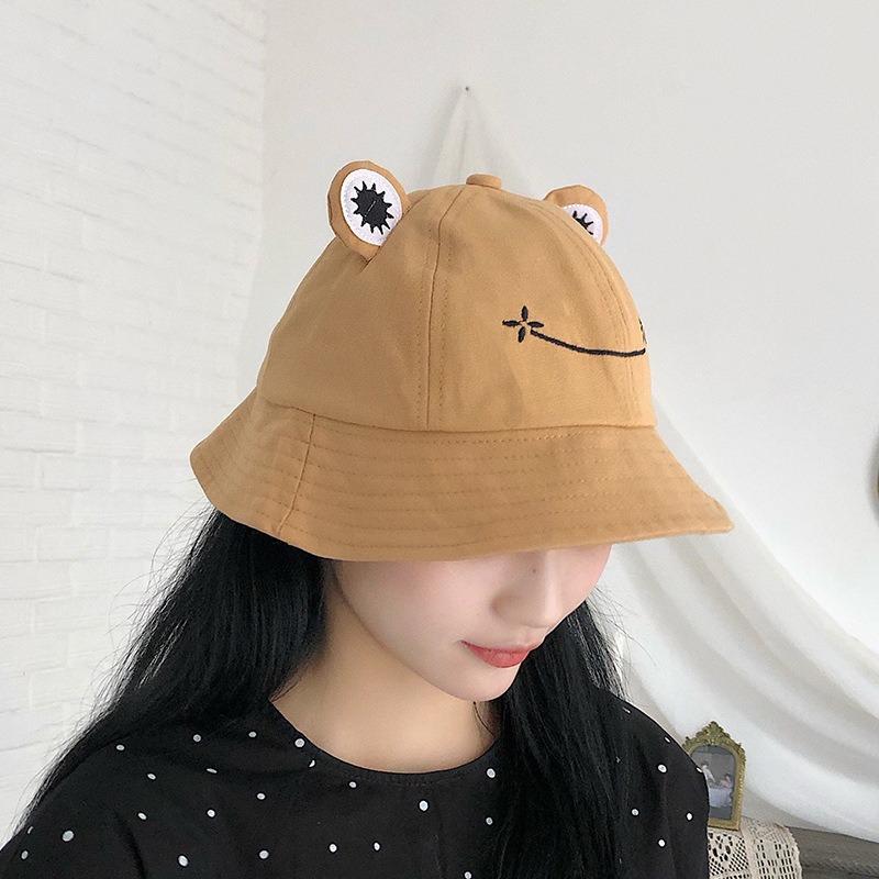 Spring and Autumn Frog Fisherman Hat Casual Versatile Wide Brim Sun Hat Literary Cartoon Frog Basin Hat Female