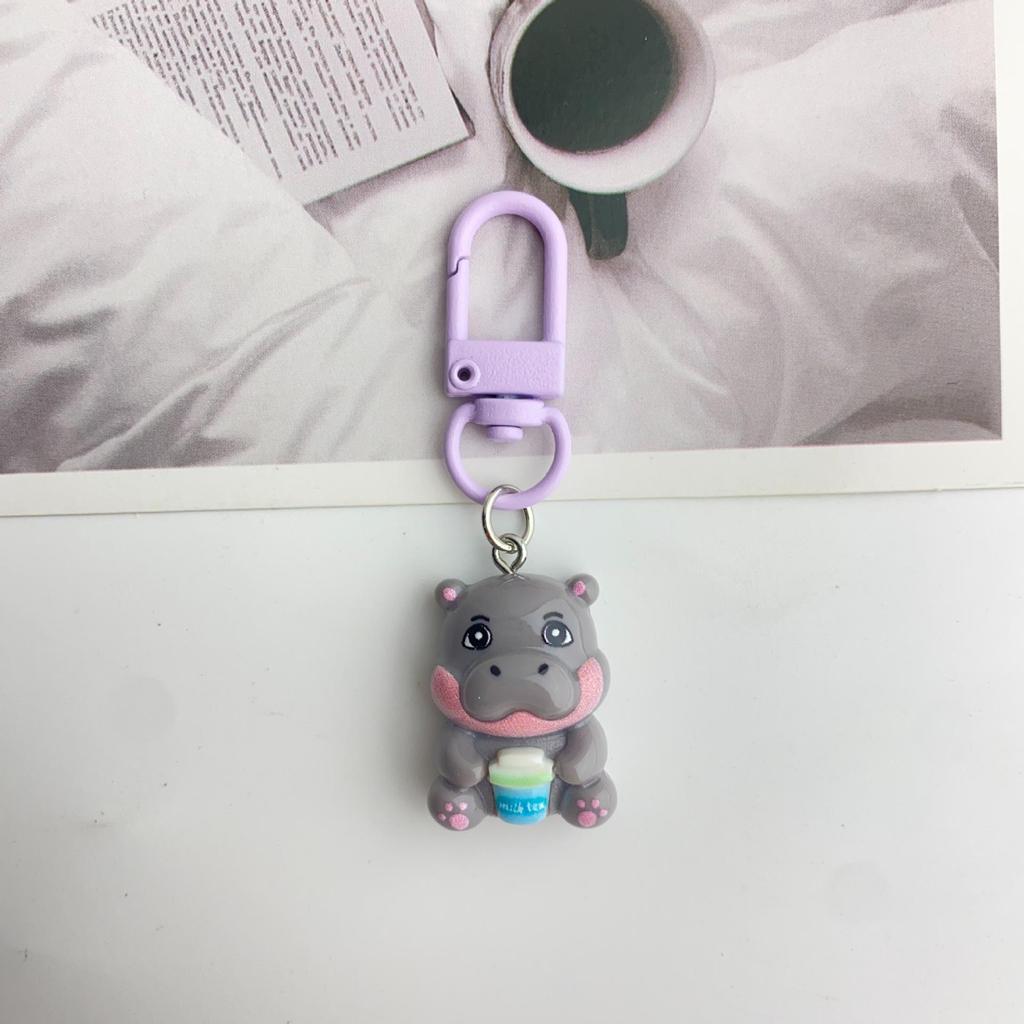 Adorable Cartoon Hippo Keychain: Cute Pendant for Bags & Gifts
