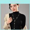 Elegant Autumn Long Necklace With Pearl Splicing And Gold Silver Finish For Womens Fashion