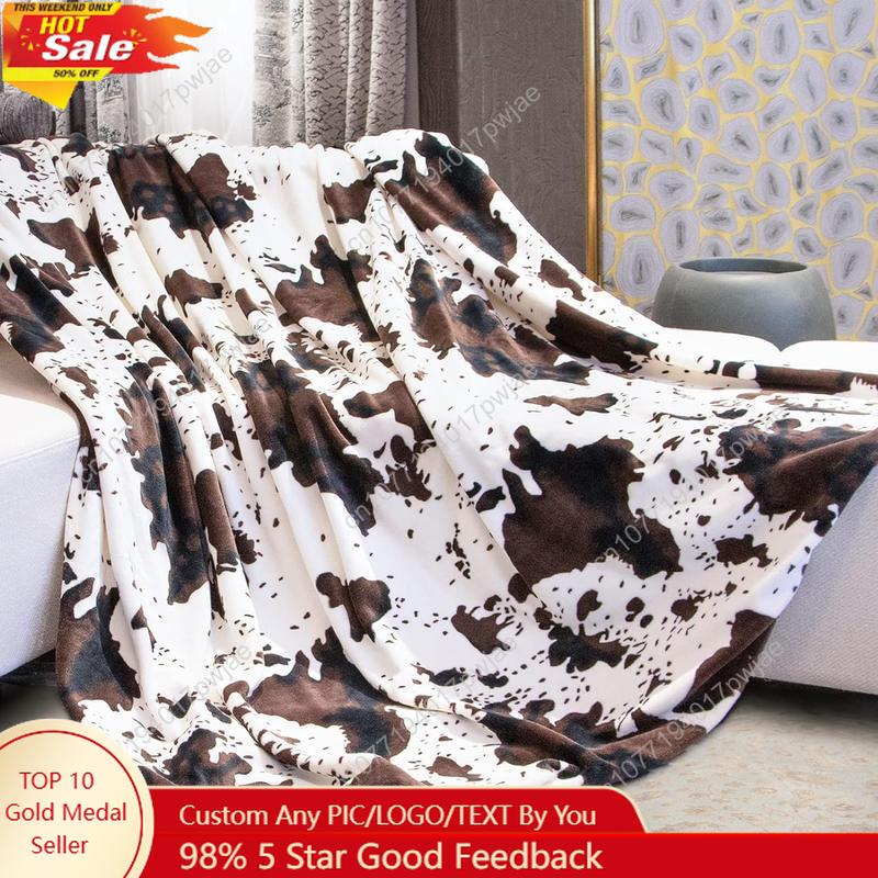 Cow Print Flannel Soft Cozy Blanket, Soft Warm Throw Blanket All Season Blanket Breathable Comfortable Custom blankets 75X95CM
