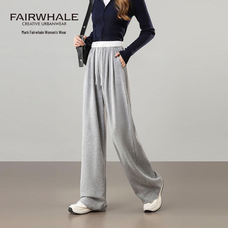 Mark Fairwhale Women's High-Waist Color-Block Straight Wide-Leg Sweatpants