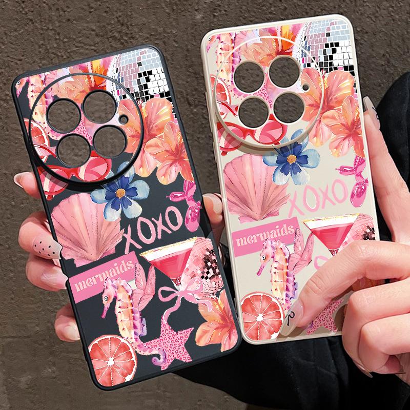 Pink Cartoon Pattern Floral Case For OnePlus 15 13 13T 12 Soft TPU Silicone Cover For Oneplus Nord 5 13R 12R 11R 5G